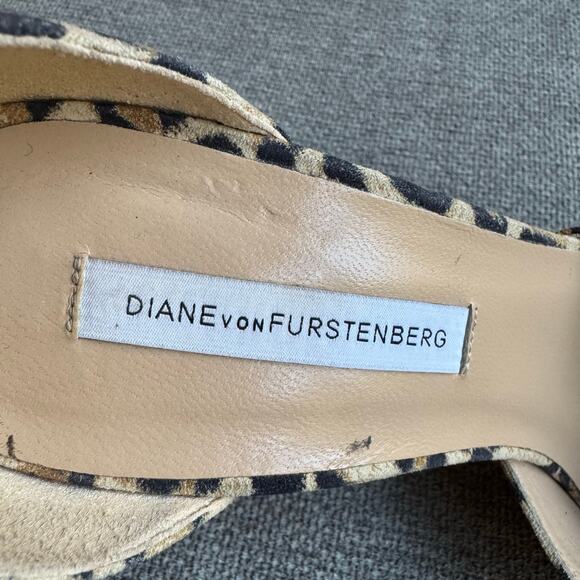 Diane Von Furstenberg Animal Print Ankle Strap Pumps Heels Leather Womens Sz 7.5 - Picture 9 of 14